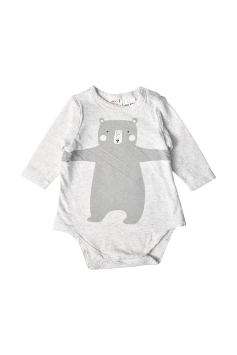 A Grey Long Sleeve Bodysuits from Seed in size Newborn for boy. (Front View)