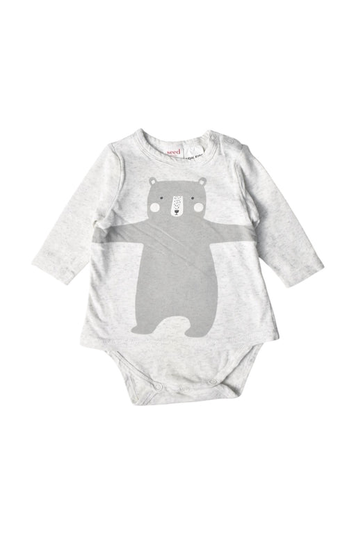 A Grey Long Sleeve Bodysuits from Seed in size Newborn for boy. (Front View)