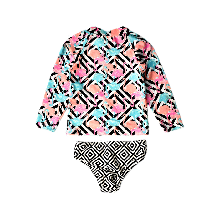 A Multicolour Rash Guards from Sol Swim in size 6-12M for girl. (Back View)