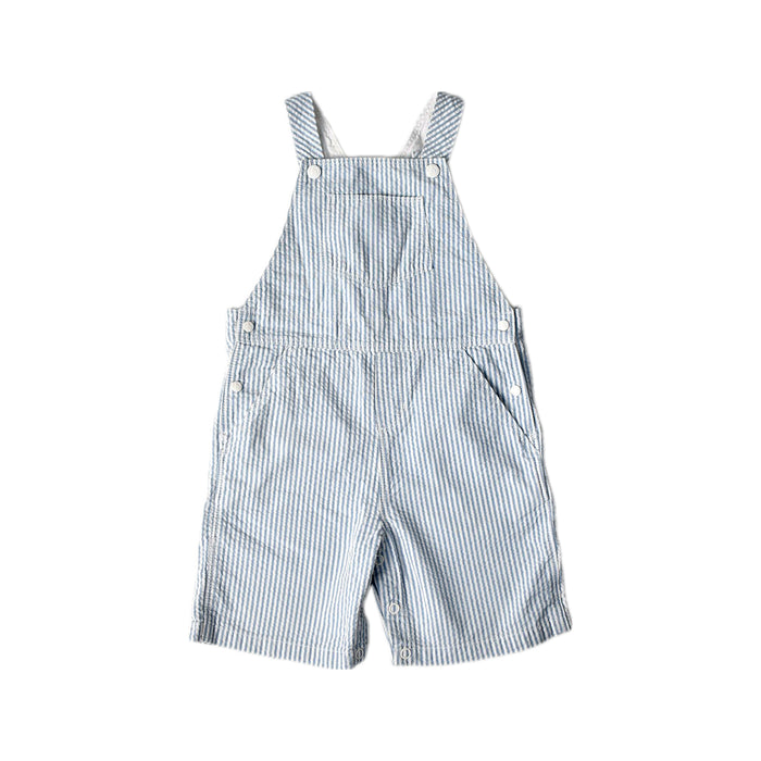 A Blue Overall Shorts from Petit Bateau in size 2T for boy. (Front View)