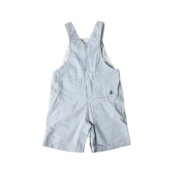 A Blue Overall Shorts from Petit Bateau in size 2T for boy. (Back View)