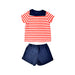 A Red Shorts Sets from Petit Bateau in size 12-18M for boy. (Back View)
