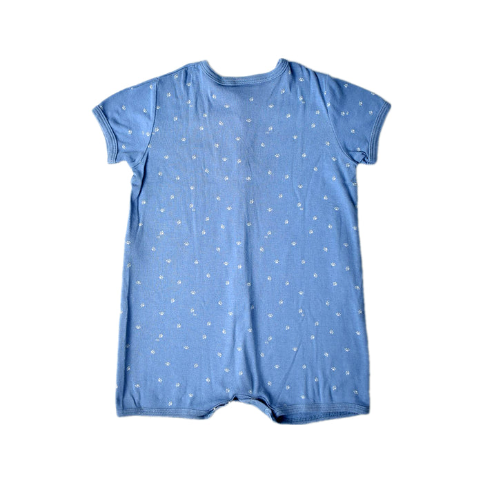 A Blue Short Sleeve Rompers from Petit Bateau in size 2T for boy. (Back View)