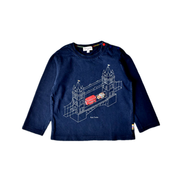 A Navy Long Sleeve T Shirts from Paul Smith in size 2T for boy. (Front View)