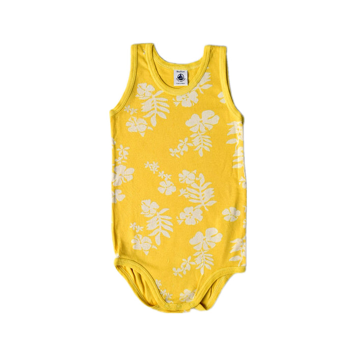 A Yellow Sleeveless Bodysuits from Petit Bateau in size 12-18M for boy. (Front View)