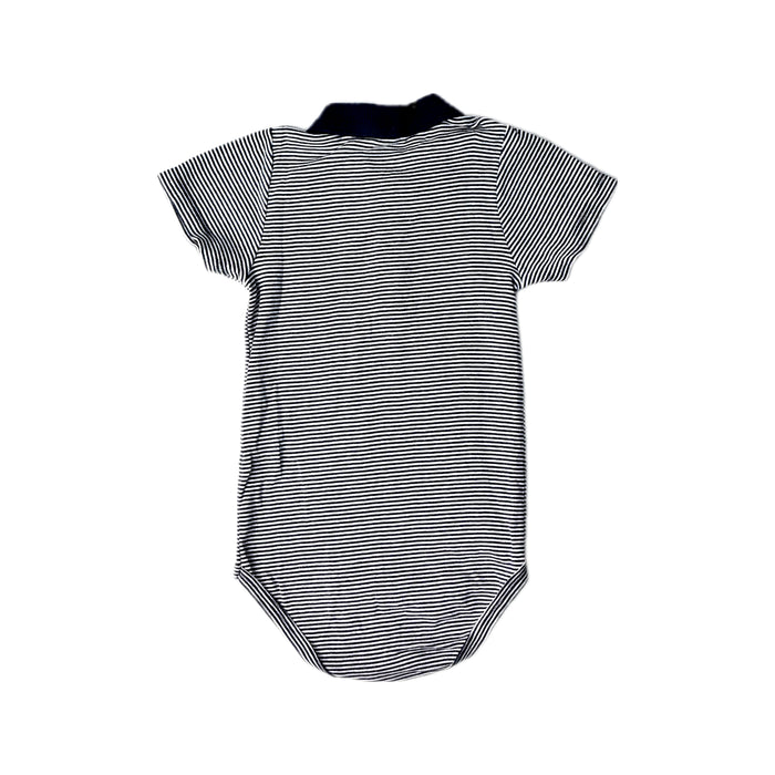 A Navy Short Sleeve Bodysuits from Petit Bateau in size 3T for boy. (Back View)