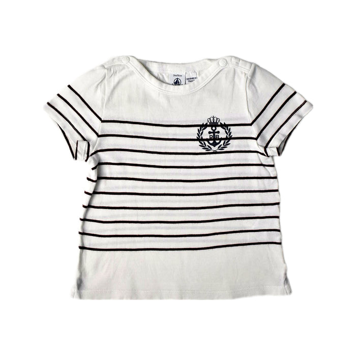 A White Short Sleeve Tops from Petit Bateau in size 2T for boy. (Front View)