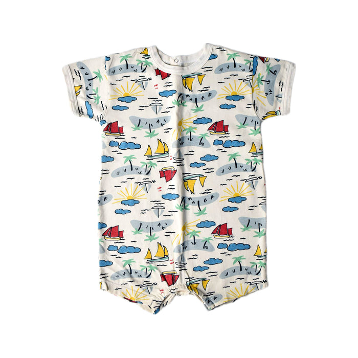 A Multicolour Short Sleeve Rompers from Petit Bateau in size 12-18M for boy. (Front View)