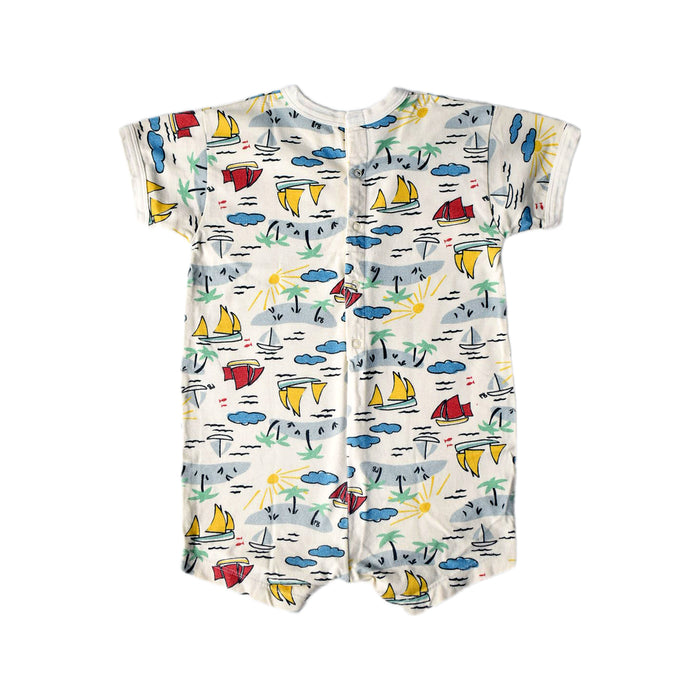 A Multicolour Short Sleeve Rompers from Petit Bateau in size 12-18M for boy. (Back View)