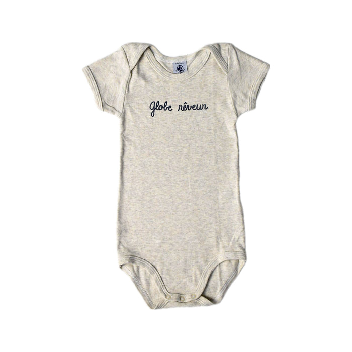 A Beige Short Sleeve Bodysuits from Petit Bateau in size 2T for boy. (Front View)