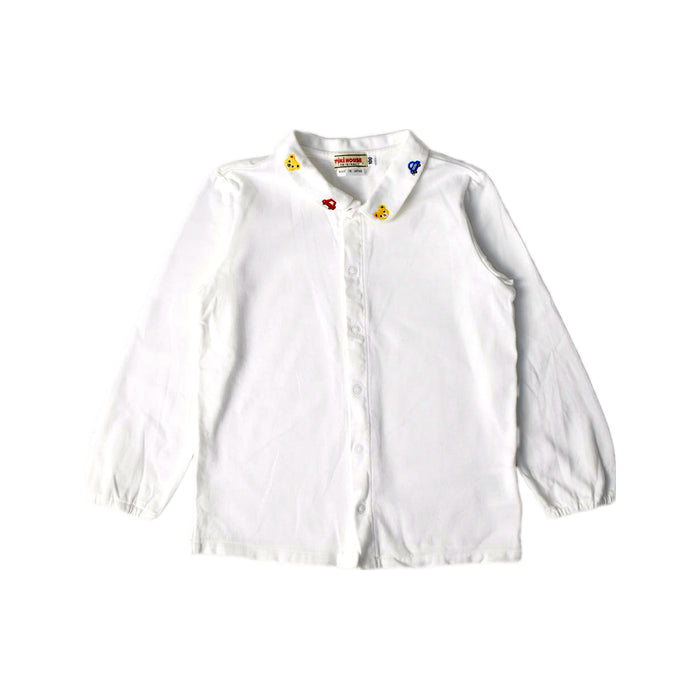 A White Long Sleeve Shirts from Miki House in size 3T for boy. (Front View)