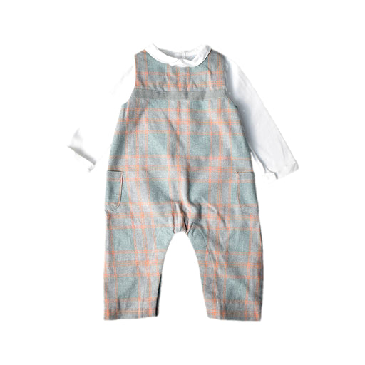 A Grey Long Overalls from Laranjinha in size 6-12M for boy. (Front View)