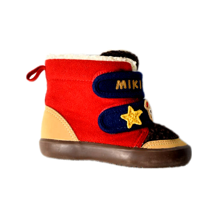 A Red Booties from Miki House in size 3T for boy. (Front View)