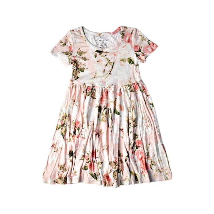 A Pink Short Sleeve Dresses from Posh Peanut in size 2T for girl. (Front View)