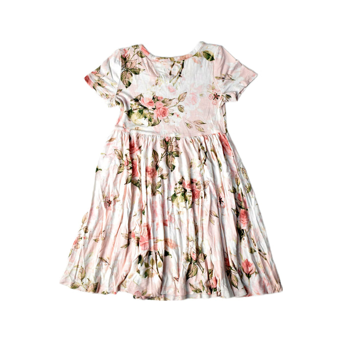 A Pink Short Sleeve Dresses from Posh Peanut in size 2T for girl. (Back View)