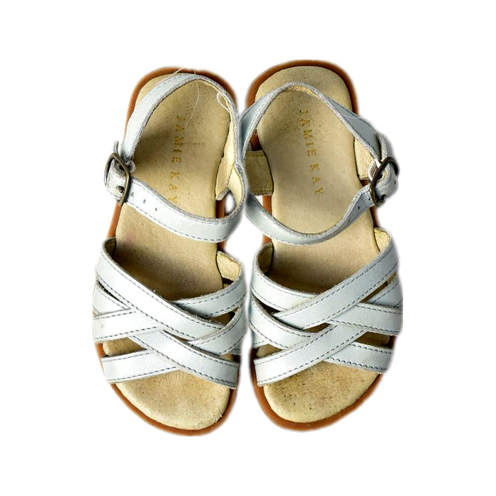 A Silver Sandals from Jamie Kay in size 4T for girl. (Back View)