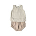 A Beige Shorts Sets from Quincy Mae in size 2T for girl. (Front View)