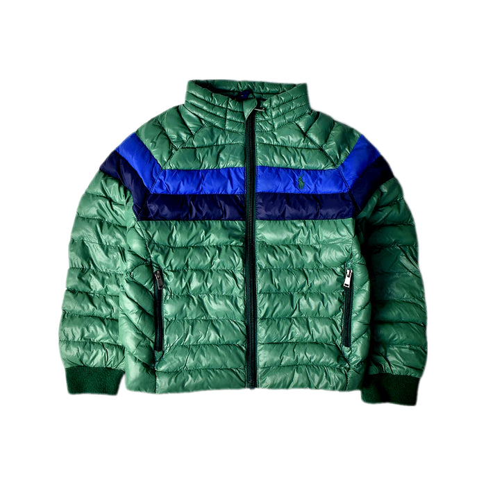 A Green Puffer/Quilted Jackets from Polo Ralph Lauren in size 4T for boy. (Front View)