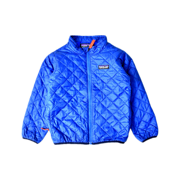 A Blue Puffer/Quilted Jackets from Patagonia in size 4T for boy. (Front View)