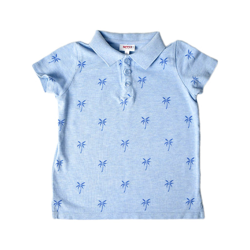 A Blue Short Sleeve Polos from Seed in size 4T for boy. (Front View)