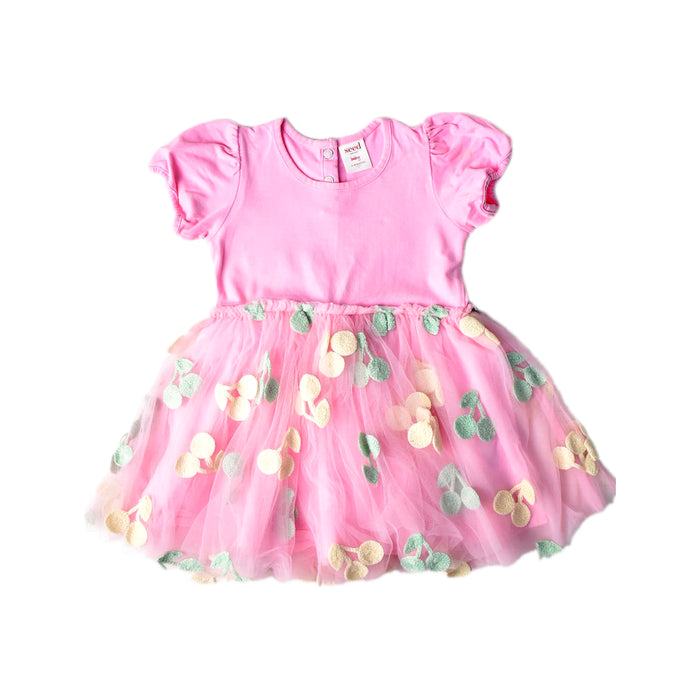 A Pink Short Sleeve Dresses from Seed in size 12-18M for girl. (Front View)