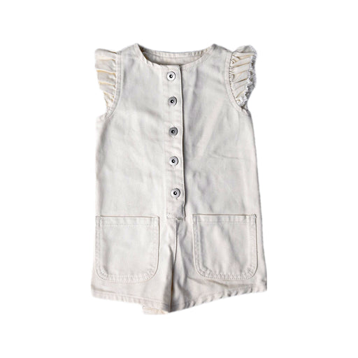 A Ivory Sleeveless Rompers from Seed in size 2T for girl. (Front View)