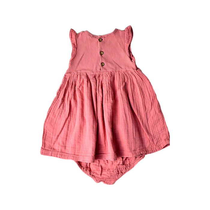 A Pink Dress Sets from Bout'Chou in size 3-6M for girl. (Back View)