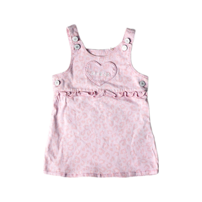 A Pink Overall Dresses from Guess in size 6-12M for girl. (Front View)