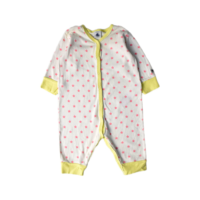 A Pink Long Sleeve Jumpsuits from Petit Bateau in size 6-12M for boy. (Front View)