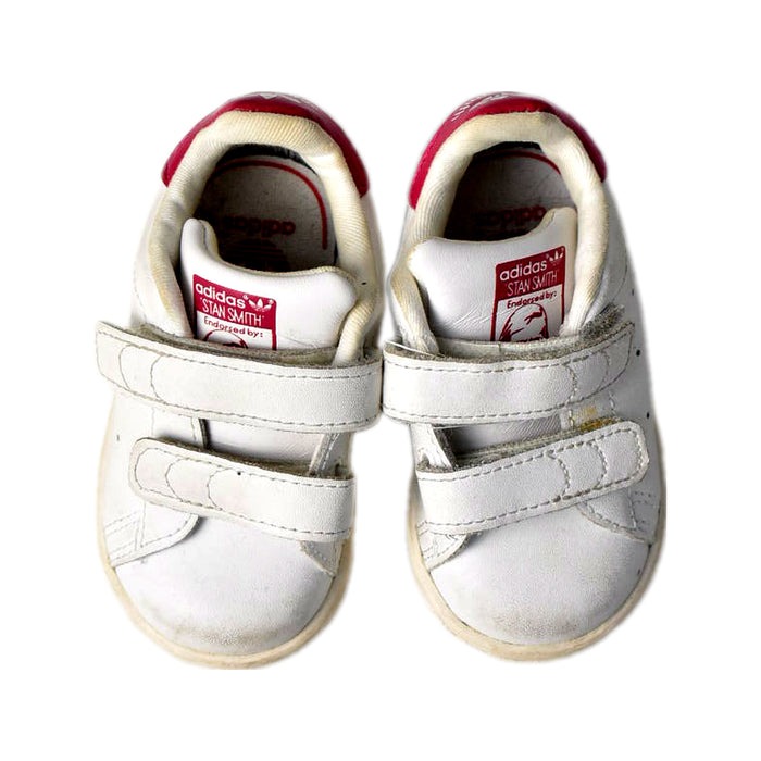 A White Sneakers from Adidas in size 12-18M for girl. (Back View)