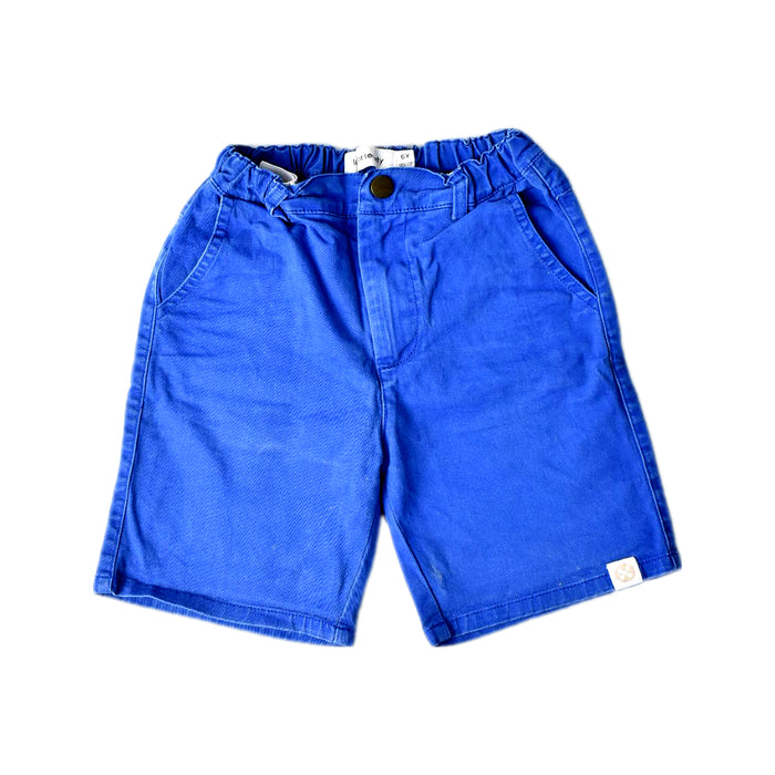 A Blue Shorts from Le Petit Society in size 6T for boy. (Front View)