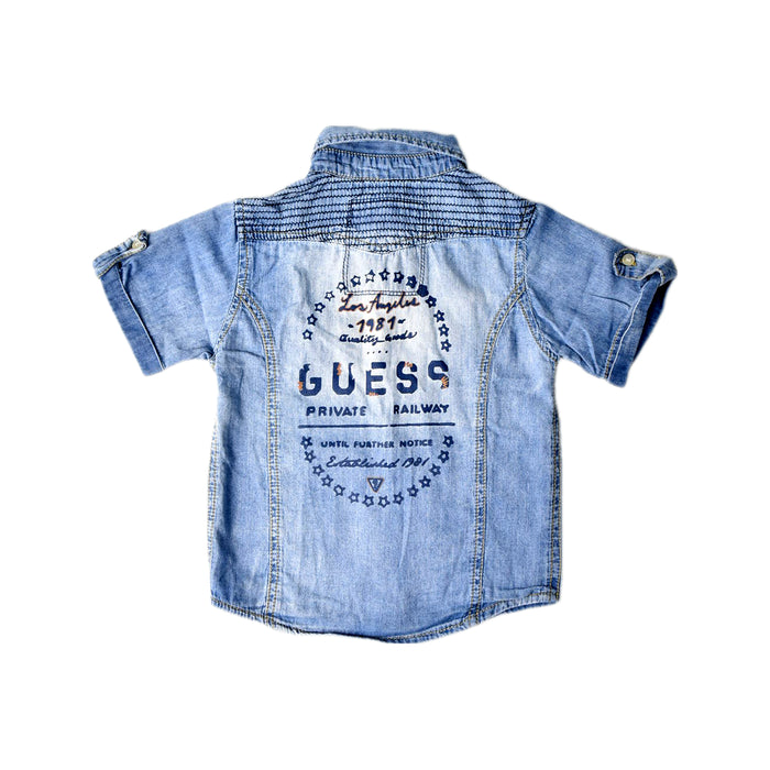 A Blue Short Sleeve Shirts from Guess in size 4T for boy. (Back View)