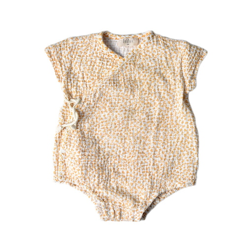 A Beige Short Sleeve Bodysuits from Buho in size 3-6M for girl. (Front View)