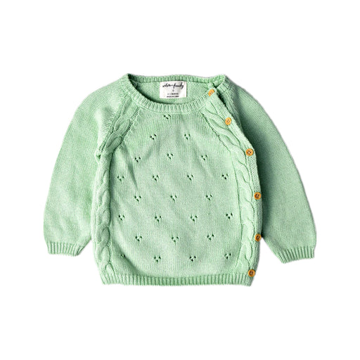 A Green Knit Sweaters from Wilson & Frenchy in size 6-12M for girl. (Front View)
