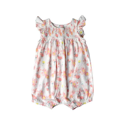 A Pink Sleeveless Rompers from Petit Bateau in size 3-6M for girl. (Front View)