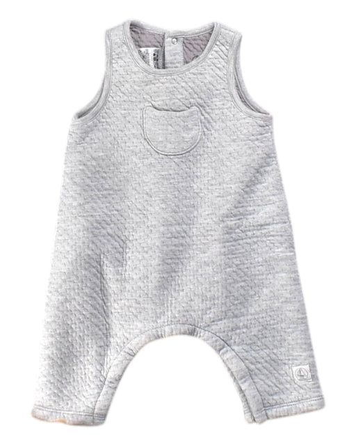 A Grey Sleeveless Rompers from Petit Bateau in size 0-3M for neutral. (Front View)