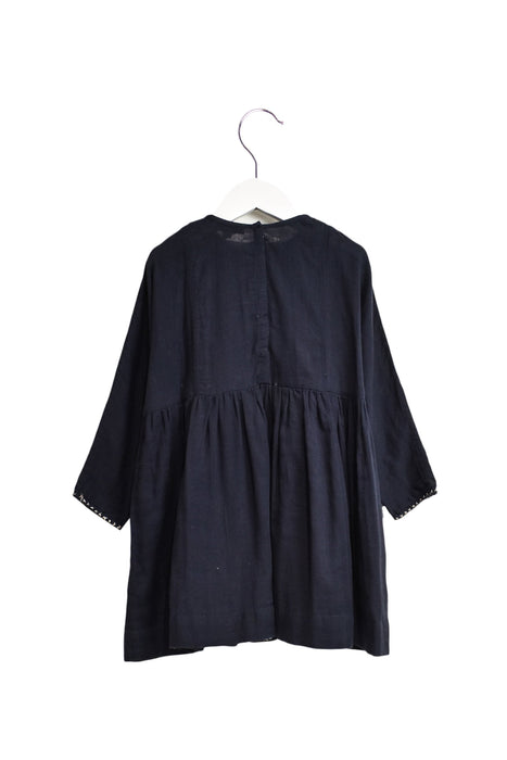 A Navy Long Sleeve Dresses from Caramel in size 6T for girl. (Back View)