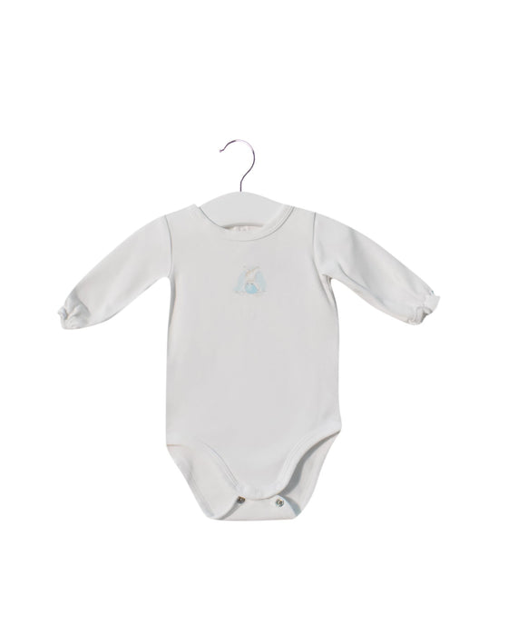 A White Long Sleeve Bodysuits from Jacadi in size 0-3M for neutral. (Front View)