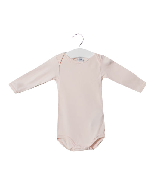 A Pink Long Sleeve Bodysuits from Petit Bateau in size 3-6M for girl. (Front View)