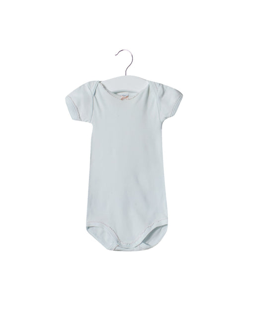 A Blue Short Sleeve Bodysuits from Petit Bateau in size 3-6M for girl. (Front View)