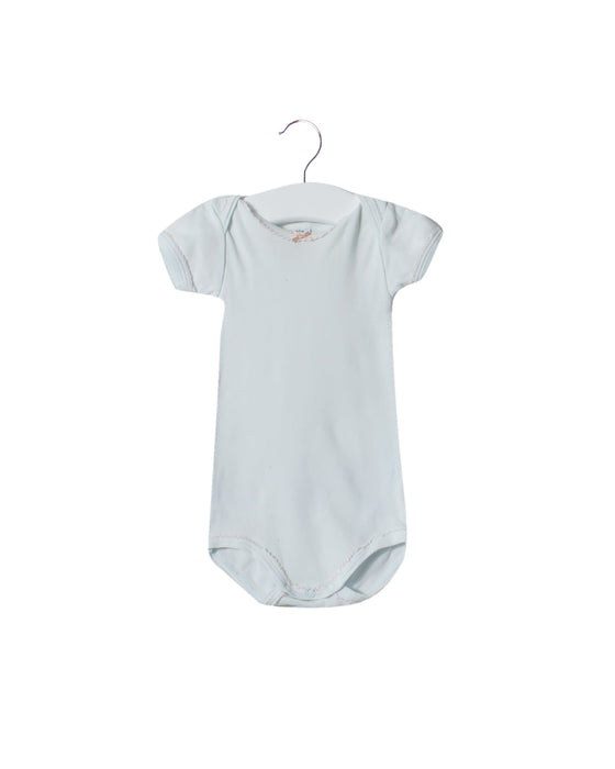A Blue Short Sleeve Bodysuits from Petit Bateau in size 3-6M for girl. (Front View)
