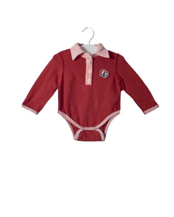 A Red Long Sleeve Bodysuits from Dolce & Gabbana in size 3-6M for girl. (Front View)