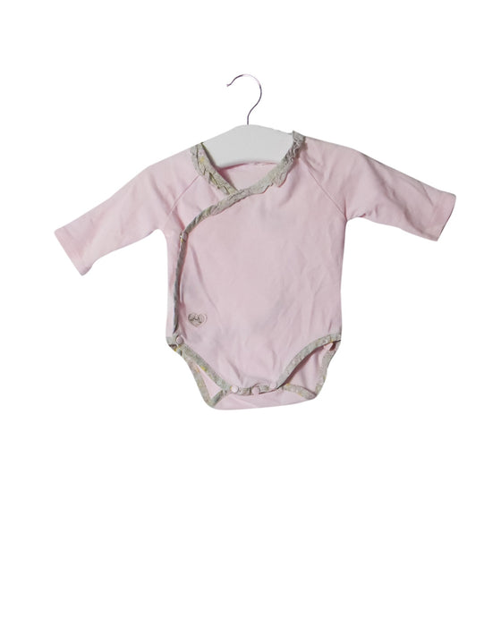 A Pink Long Sleeve Bodysuits from Chateau de Sable in size 0-3M for girl. (Front View)