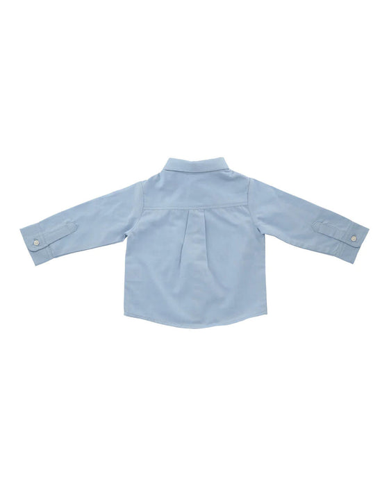 A Blue Shirts from Hunter + Boo in size 6-12M for boy. (Back View)