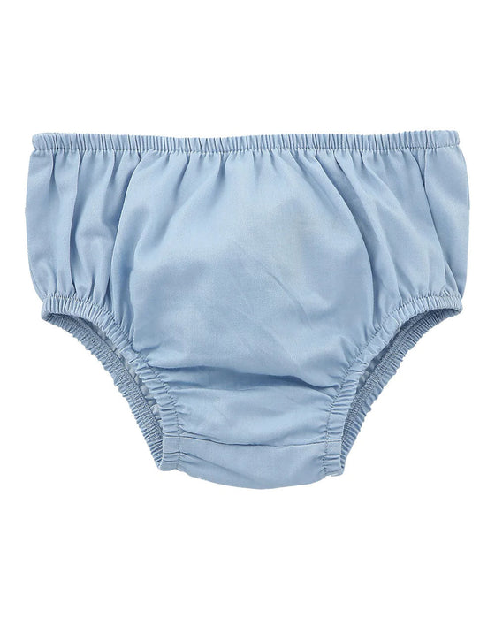 A Blue Bloomers from Hunter + Boo in size 0-3M for neutral. (Front View)