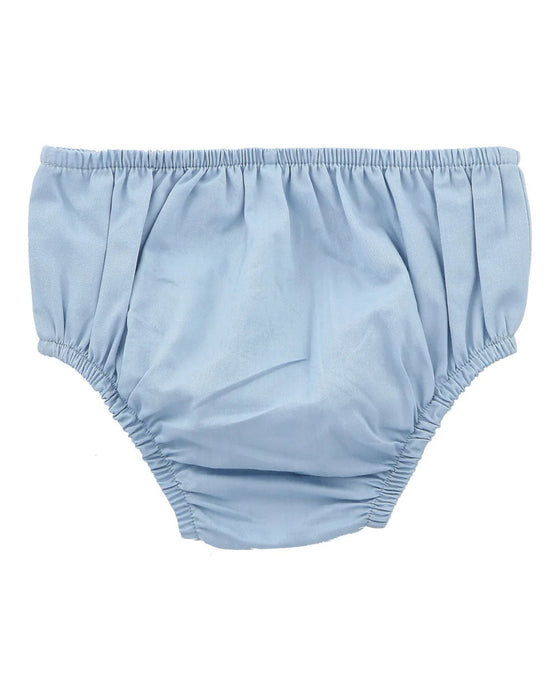 A Blue Bloomers from Hunter + Boo in size 0-3M for neutral. (Back View)