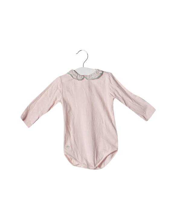 A Pink Long Sleeve Bodysuits from Chateau de Sable in size 6-12M for girl. (Front View)