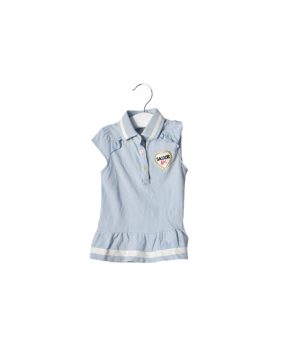 A Blue Short Sleeve Dresses from Sacoor in size 2T for girl. (Front View)