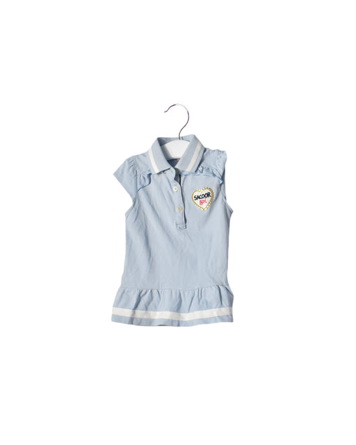 A Blue Short Sleeve Dresses from Sacoor in size 2T for girl. (Front View)