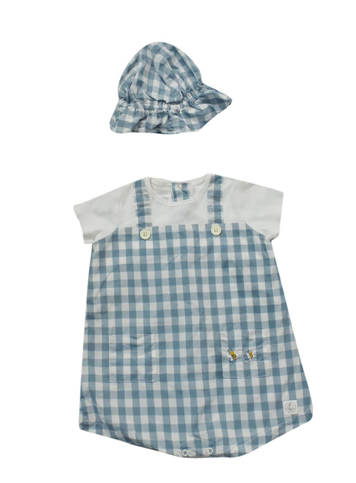 A Blue Overall Sets from Petit Bateau in size 3-6M for boy. (Front View)